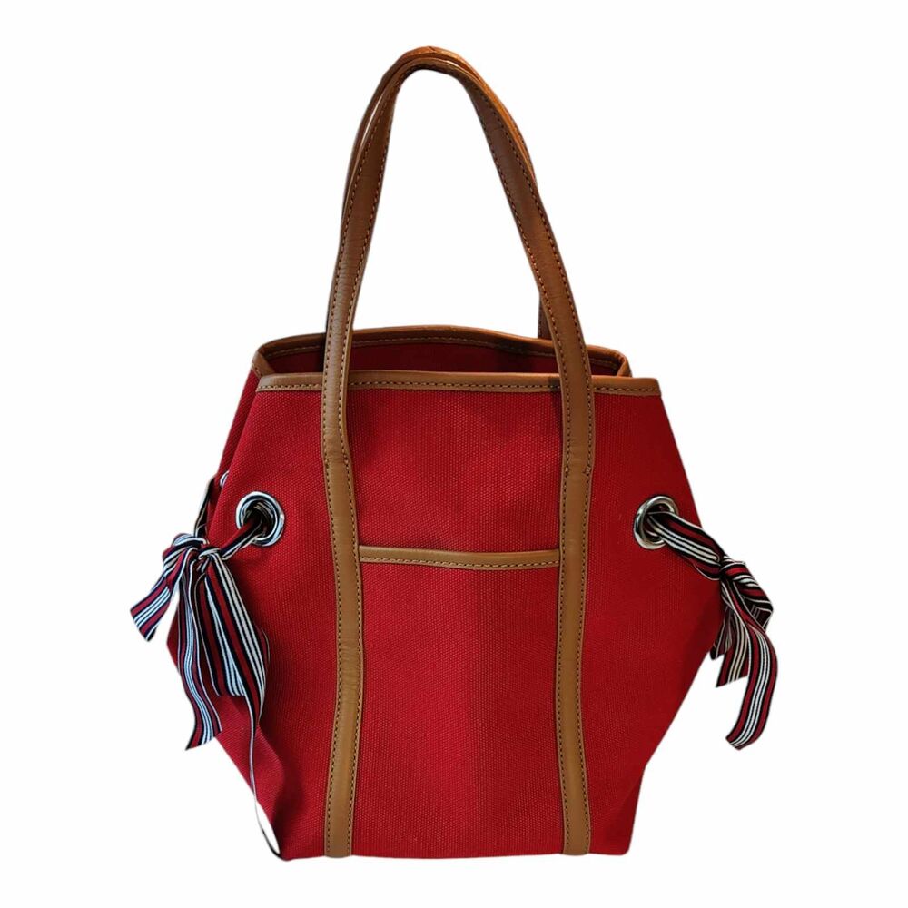 Talbots Red Canvas Abstract Scarf Print Design To… - image 1